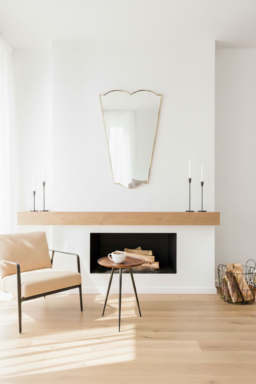 Architectural brass wall mirror