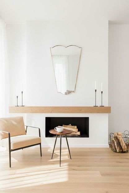 Architectural brass wall mirror