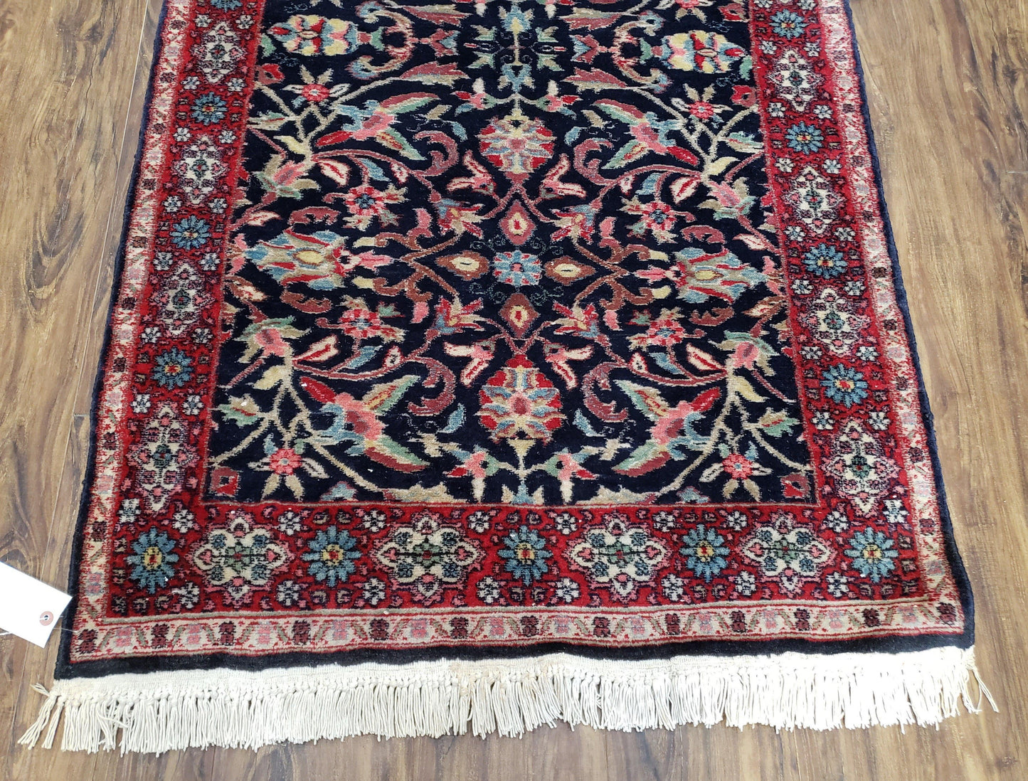 Antique Persian Sarouk, Wool, Hand-Knotted, Blue & Red, 3'1" x 5'3"