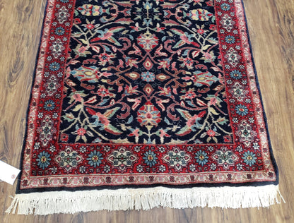 Antique Persian Sarouk, Wool, Hand-Knotted, Blue & Red, 3'1" x 5'3"
