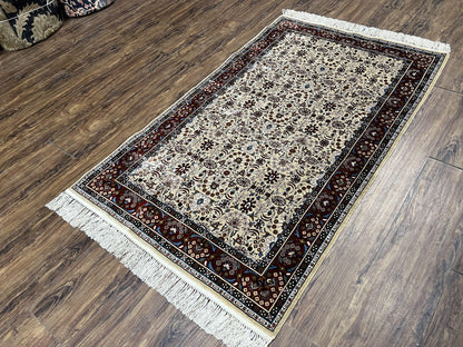 Sino Persian Silk Rug 3x5 Handmade Vintage Silk Carpet With Allover Motif