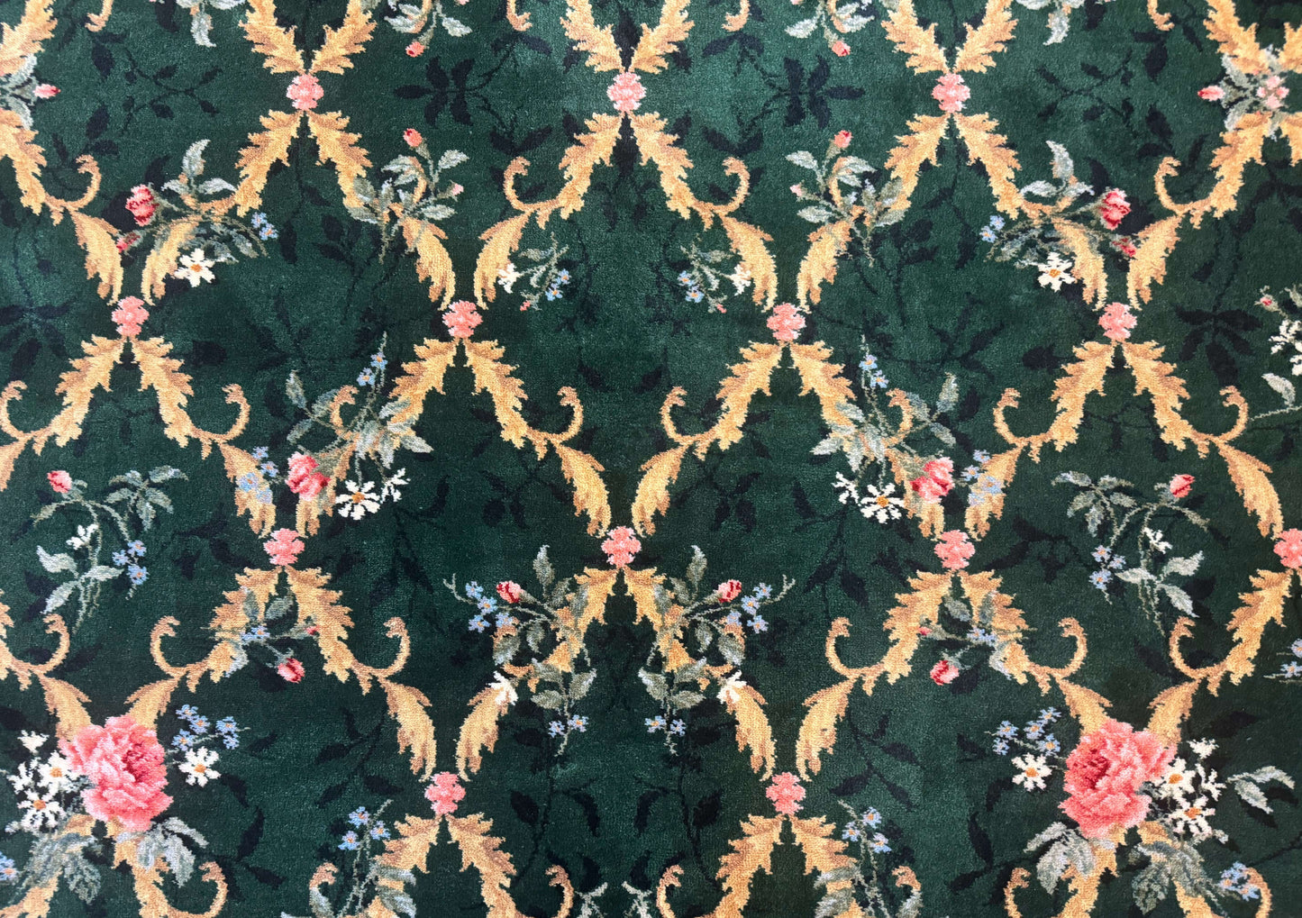 Karastan Garden of Eden Rug Green Savonnerie Wool 8.8 x 11.8