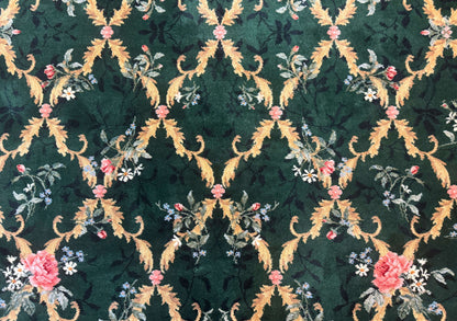 Karastan Garden of Eden Rug Green Savonnerie Wool 8.8 x 11.8