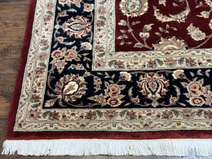 Maroon Persian Area Rug 8x10, Floral Allover, Pak Persian, Wool and Silk Highlights, Traditional Oriental Carpet
