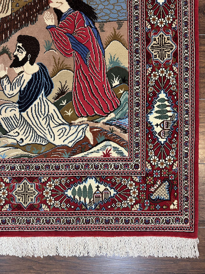 Persian Kashan Pictorial Rug 3x5 - Jesus on Cross