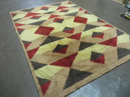 Handmade Tibetan Wool Rug Allover Pattern 68 x 98 Art Deco Contemporary Decor