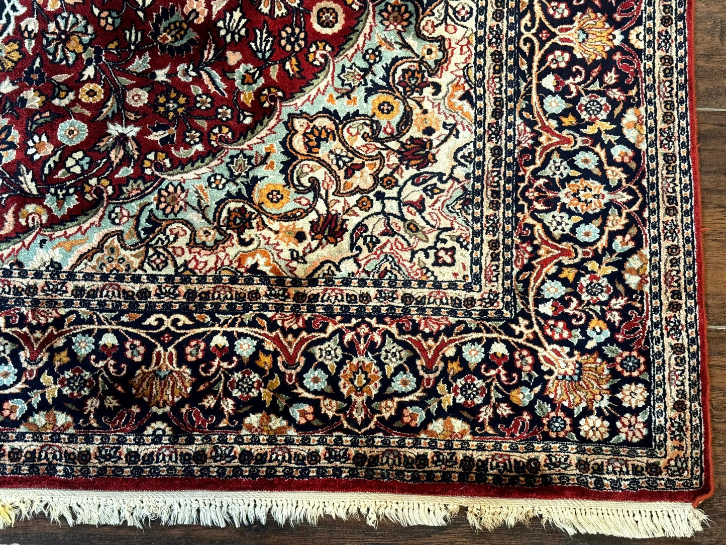 4x6 Silk Rug, Very Fine 650 KPSI, Silk Persian Carpet, Red, Floral Medallion, Sino Persian