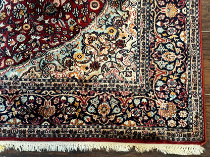 4x6 Silk Rug, Very Fine 650 KPSI, Silk Persian Carpet, Red, Floral Medallion, Sino Persian