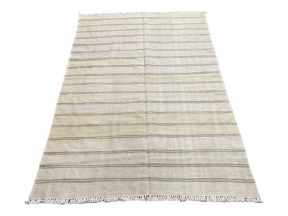 Turkish Kilim Rug 5x8 Hand Knotted Wool Flatweave Southwestern Gray