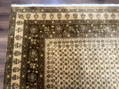 Indo Persian Rug, Allover Pattern, Beige, Wool Handmade Carpet