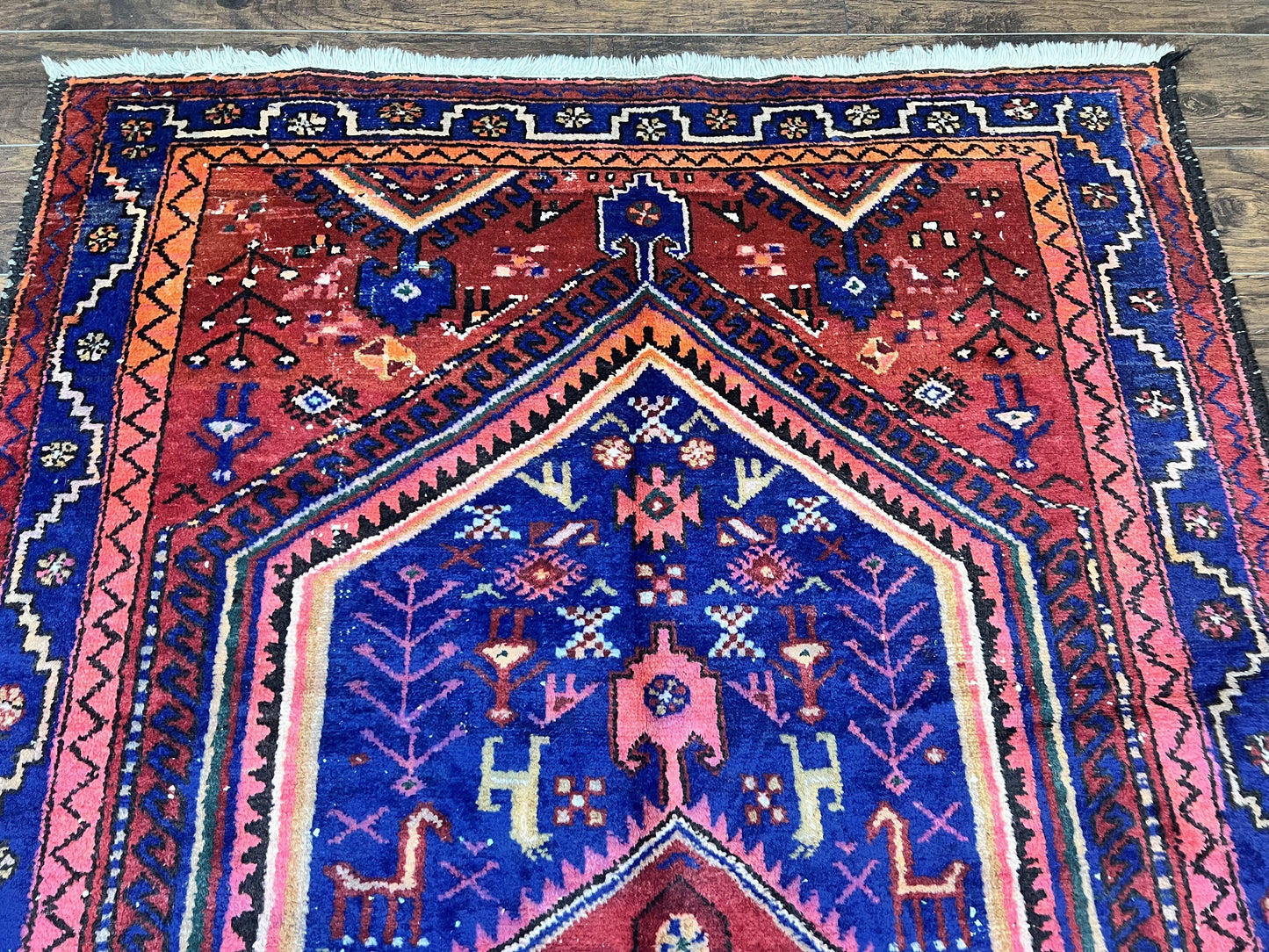 Persian Tribal Rug 5x7 Hand Knotted Wool Vintage Hamadan Nahavand Carpet Geometric Oriental