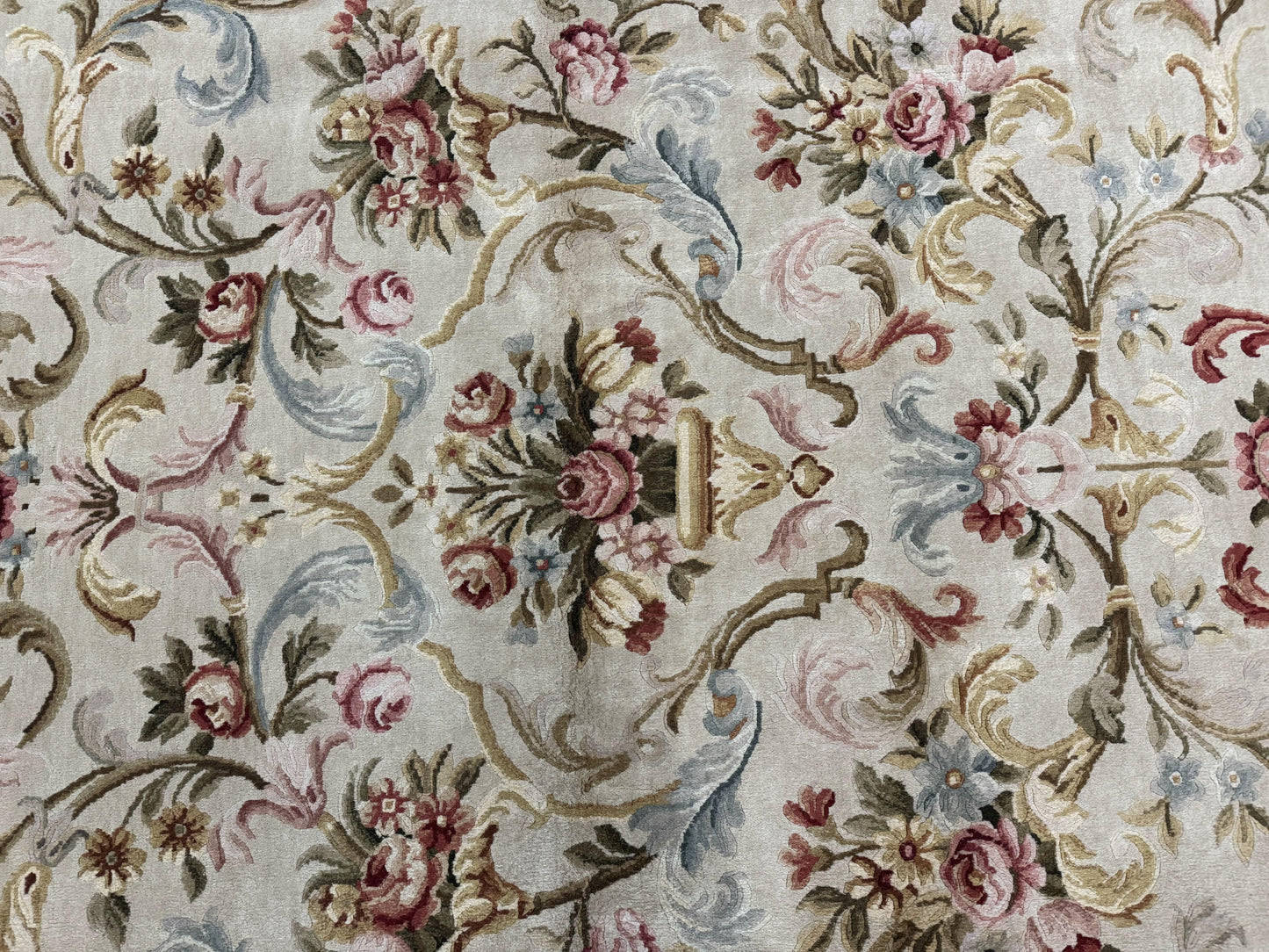 Aubusson Rug 8x10 Vintage Handmade Wool Carpet Floral Design