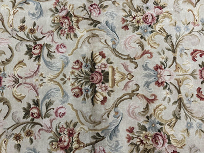 Aubusson Rug 8x10 Vintage Handmade Wool Carpet Floral Design