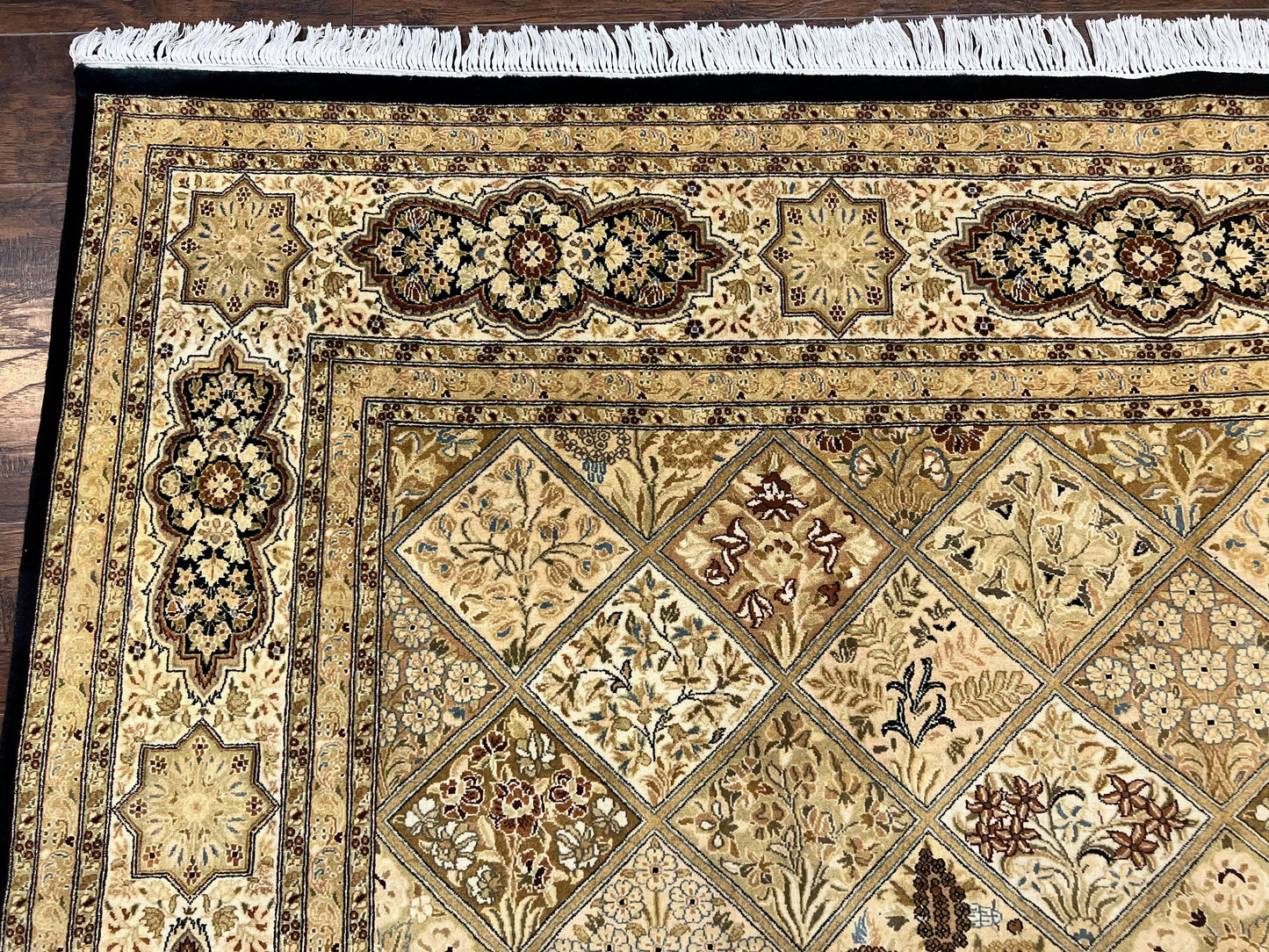 Pak Persian Rug 8x10, Multipanel Kirman Design, Wool Hand Knotted Vintage Carpet, Fine Weave Oriental Rug 8 x 10