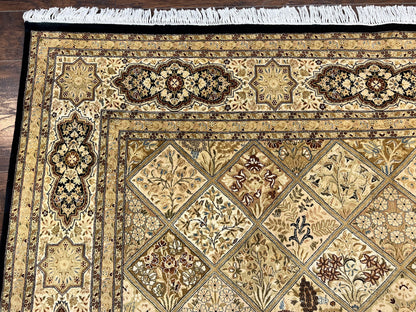 Pak Persian Rug 8x10, Multipanel Kirman Design, Wool Hand Knotted Vintage Carpet, Fine Weave Oriental Rug 8 x 10