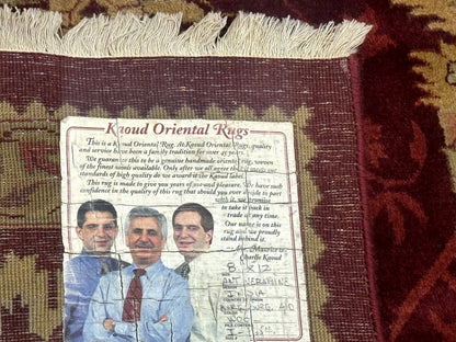 Indo Mahal Rug 9x12, Allover Pattern, Dark Red, Traditional Wool Area Rug