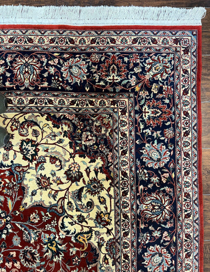 Hand Knotted Persian Rug 7x10 Vintage Wool Floral Medallion Carpet
