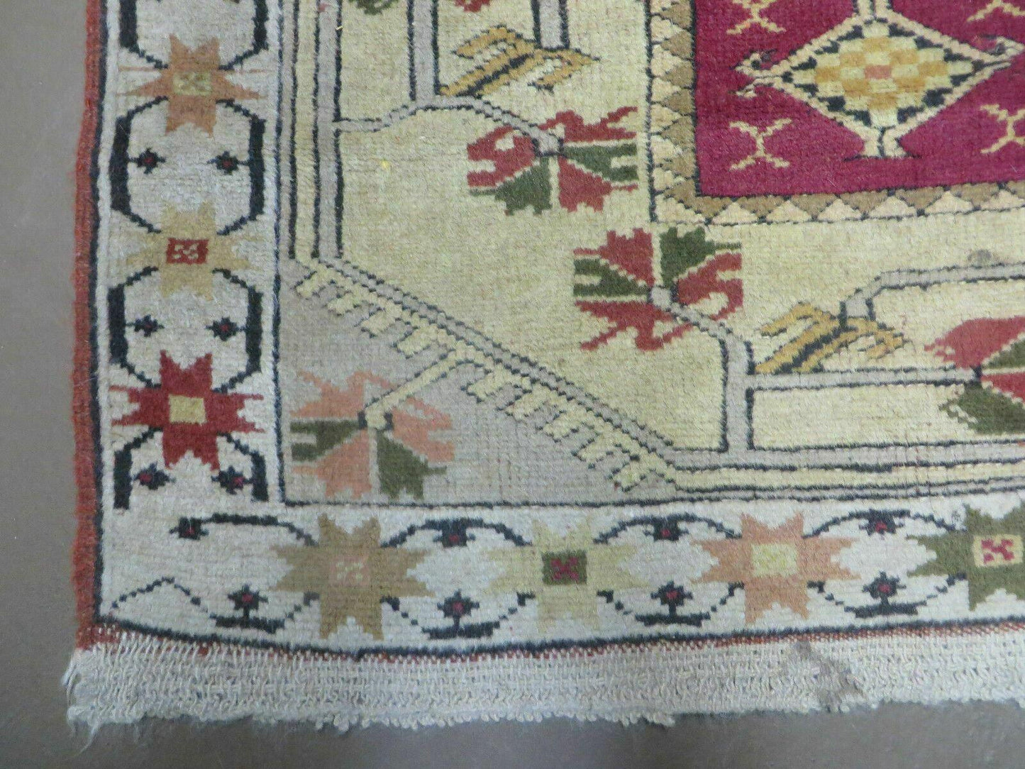 Vintage Turkish Oushak Milas Wool Rug 3x5 Handmade Accent Carpet 1970s
