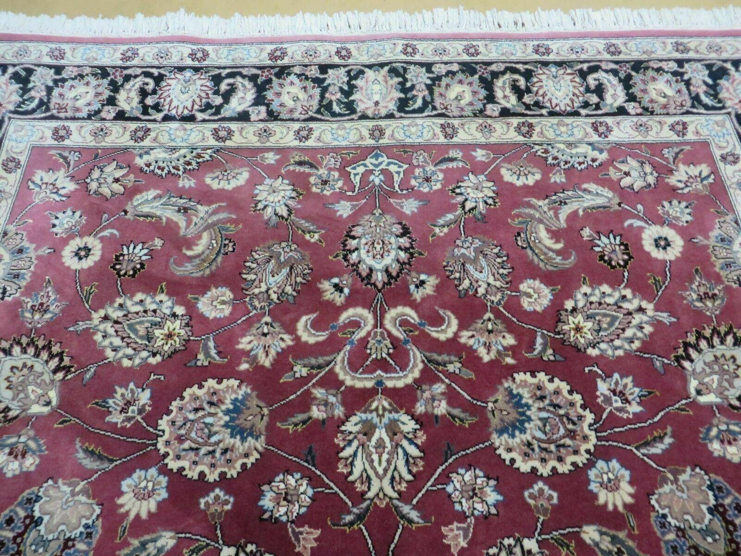 Handmade Wool Silk Rug Vintage Floral Oriental 6x9 Allover Design