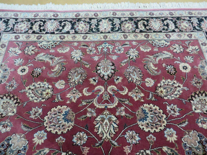 Handmade Wool Silk Rug Vintage Floral Oriental 6x9 Allover Design