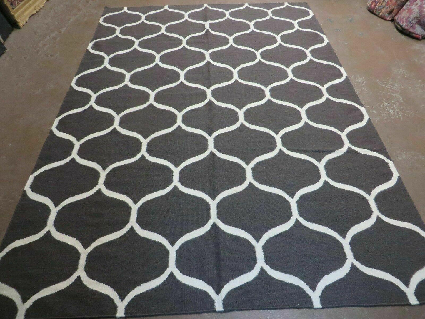 Handmade Flat Weave Wool Rug 5x8 Modern Contemporary Vegetable Dyes