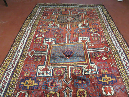 Antique Moroccan Hand Knotted Runner Rug Three Foot Seven Inch By Eight Foot Nine Inch Red Tribal Geometric