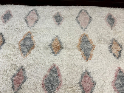 Large Modern Contemporary Indian Shag Rug 11x14, Ivory, Handmade Wool Carpet