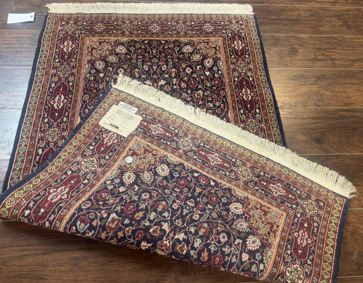 Indo Kashmiri Rug 3x5, Navy Blue, Very Fine 400 KPSI, Pair B