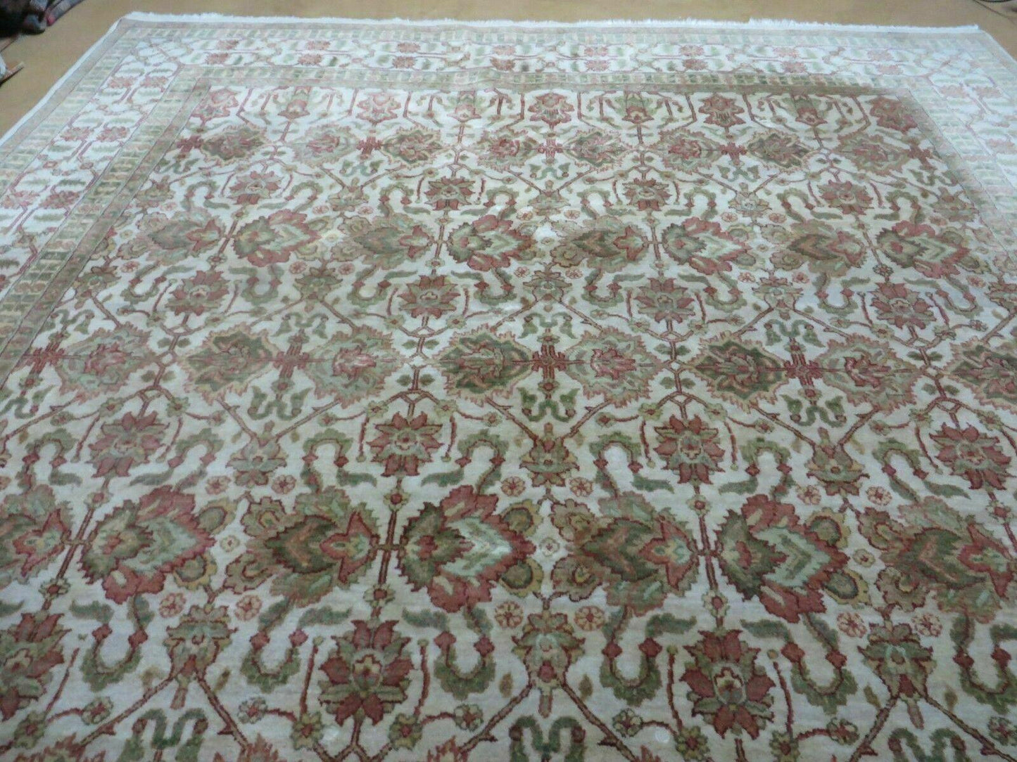 Handmade Wool Rug 8Ft 5In By 11Ft 8In Agra Floral Oriental Tea Washed