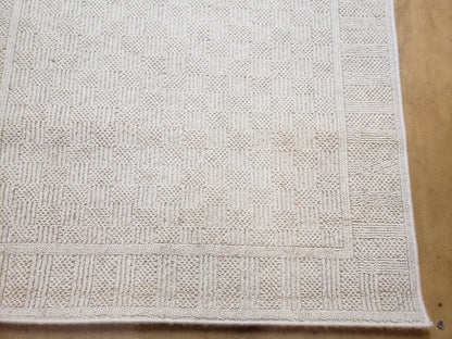 Karastan Chaumiere Rug 3x5 Creme Textured Squares II Pattern Wool Blend