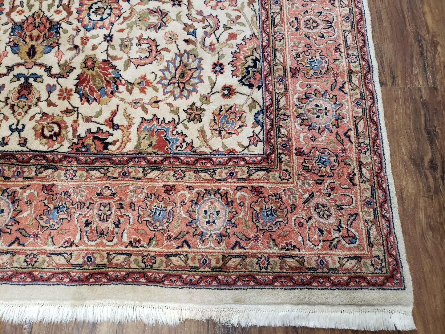 Handmade Wool Area Rug 6x9 Hand Knotted Floral Beige Vegetable Dyes