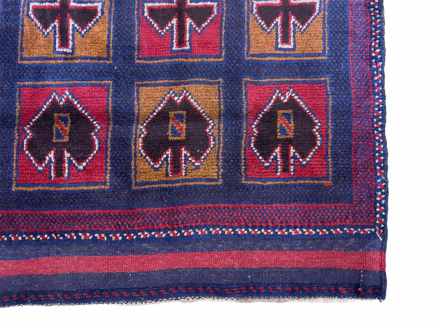 Balouchi Afghan Rug Vintage Handmade Tribal Wool 3x5 Blue Red