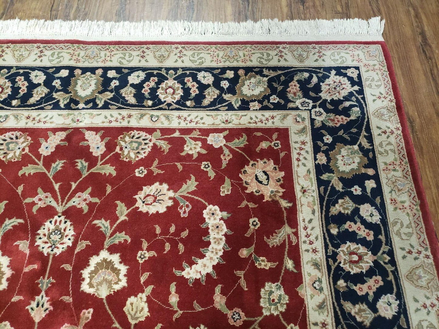 Vintage Oriental Floral Handmade Wool Rug 6x9 Red Vegetable Dyes
