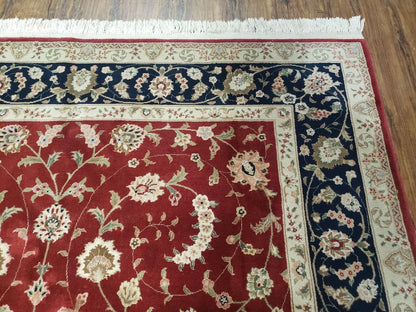 Vintage Oriental Floral Handmade Wool Rug 6x9 Red Vegetable Dyes