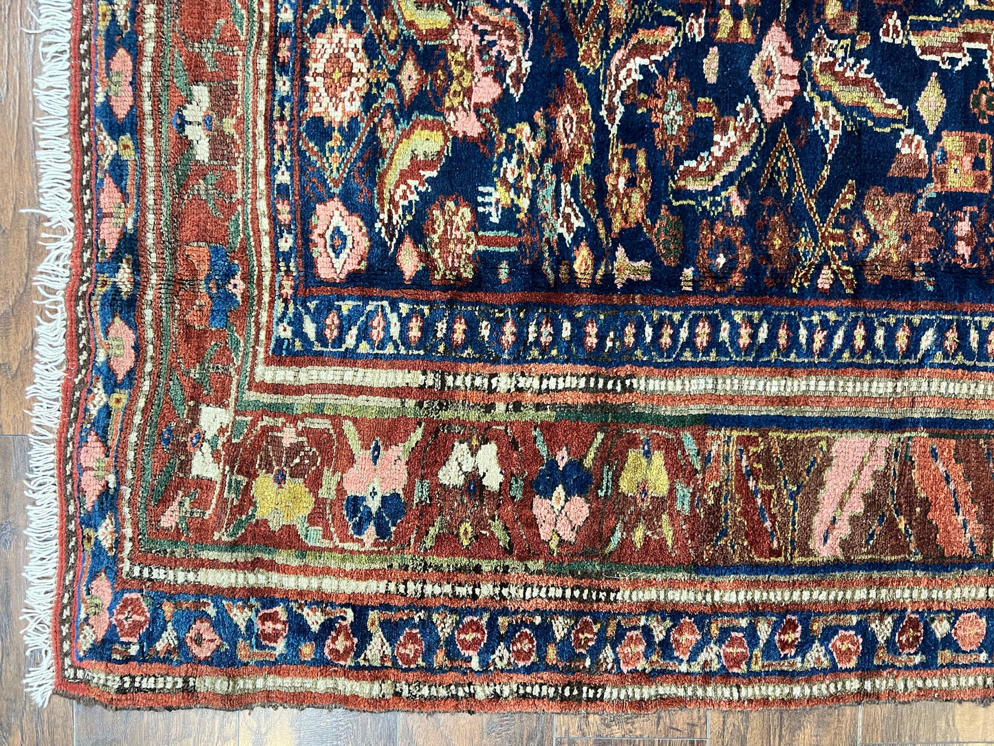 Caucasian Kalegy Rug 6x11, Wide Runner, Wool Hand Knotted Carpet, Navy Blue Tribal Rug, 1920s Antique Rug, 6 x 11 Oriental Carpet