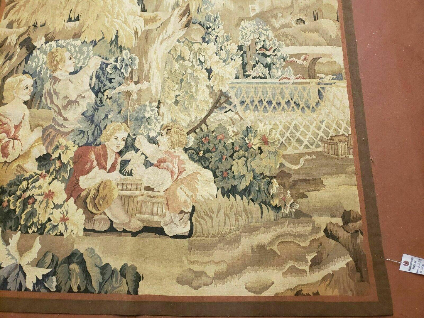 Aubusson Tapestry French Design Handmade Nature Theme Wall Hanging 4x6 Feet