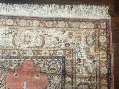 Silk Indian Kayseri Rug 4x6, Haji Jalili Design, Vintage Rug