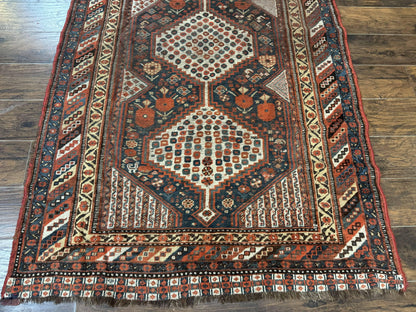 Persian Shiraz Rug 5x8 Antique Khamseh Tribal Wool Navy Blue