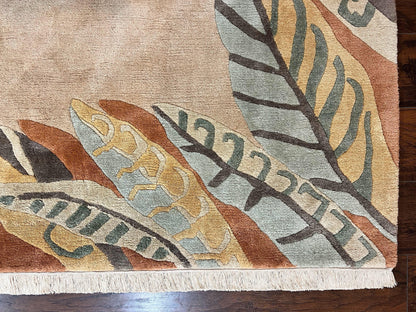 Modern Tibetan Rug 7x10 Handmade Soft Wool Open Field Tufenkian Style Carpet