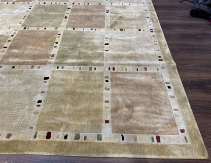 Large Wool Rug 10x13 Modern Panel Design Contemporary Carpet