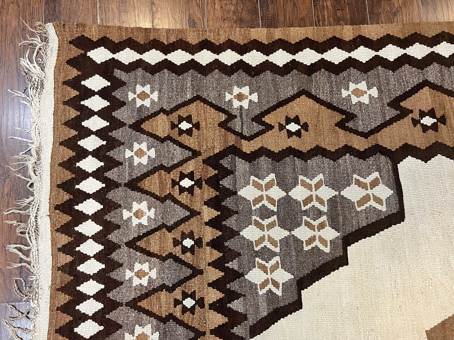 Antique Persian Fars Kilim Rug 8x11, Wool, Boho Tribal Persian Shiraz Flatweave Carpet, Semi Open Field, Geometric, Handmade, Vintage Semi Antique