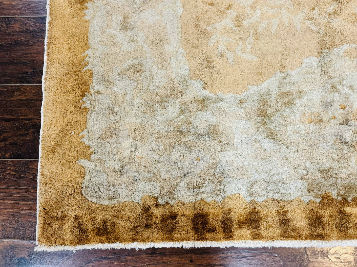 Peking Rug 5x7 Vintage Chinese Wool Carpet Golden Tan Hand Knotted Traditional