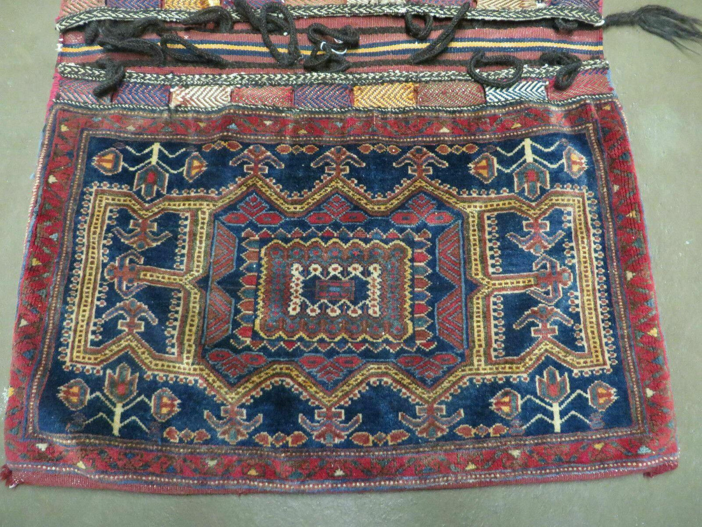 Antique Turkish Saddle Bag Rug Hand Made Tribal Wool 1950s Decor