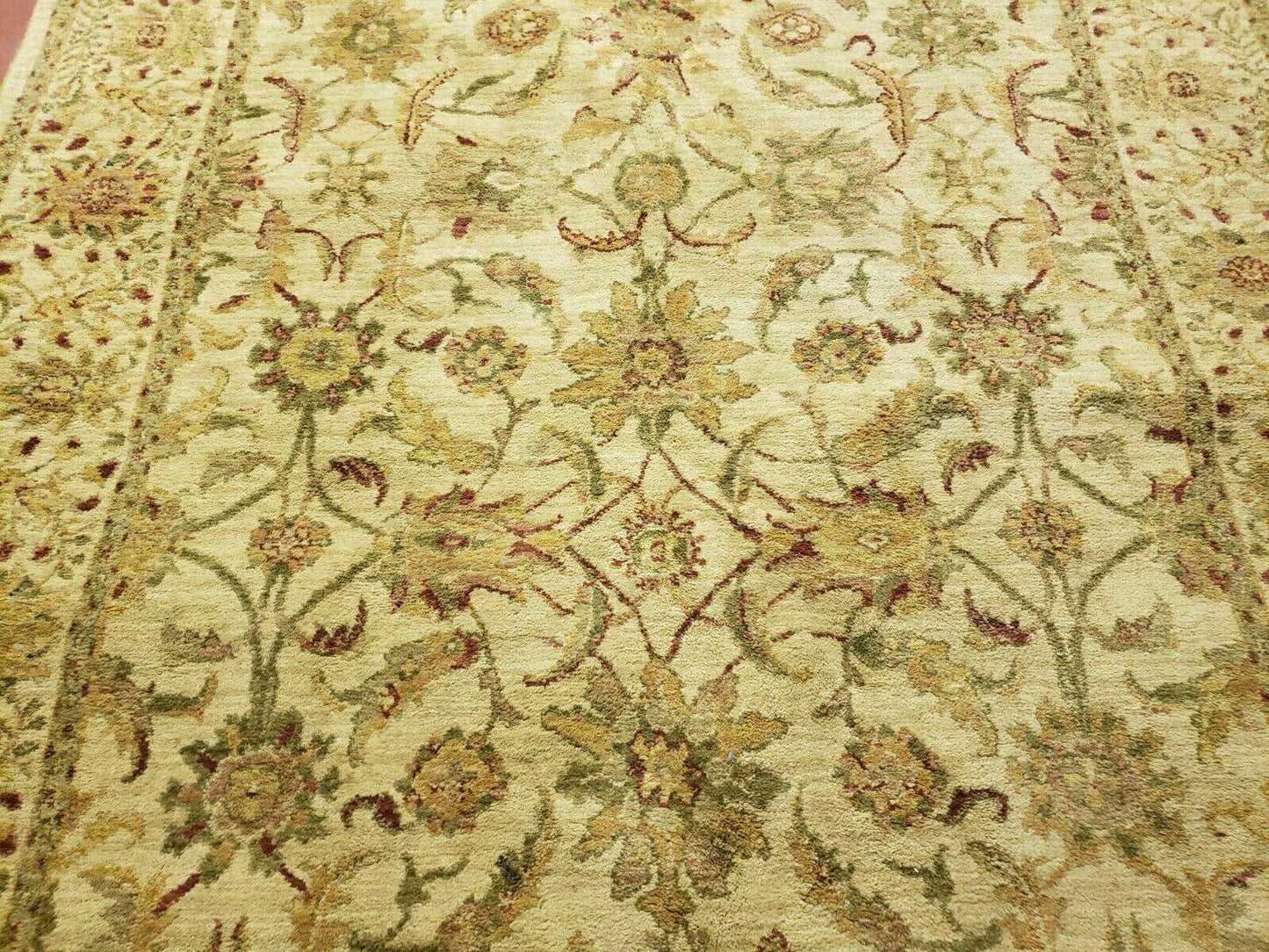 Belgian Power Loomed Rug 5x7 Vintage Oriental Wool Carpet Beige