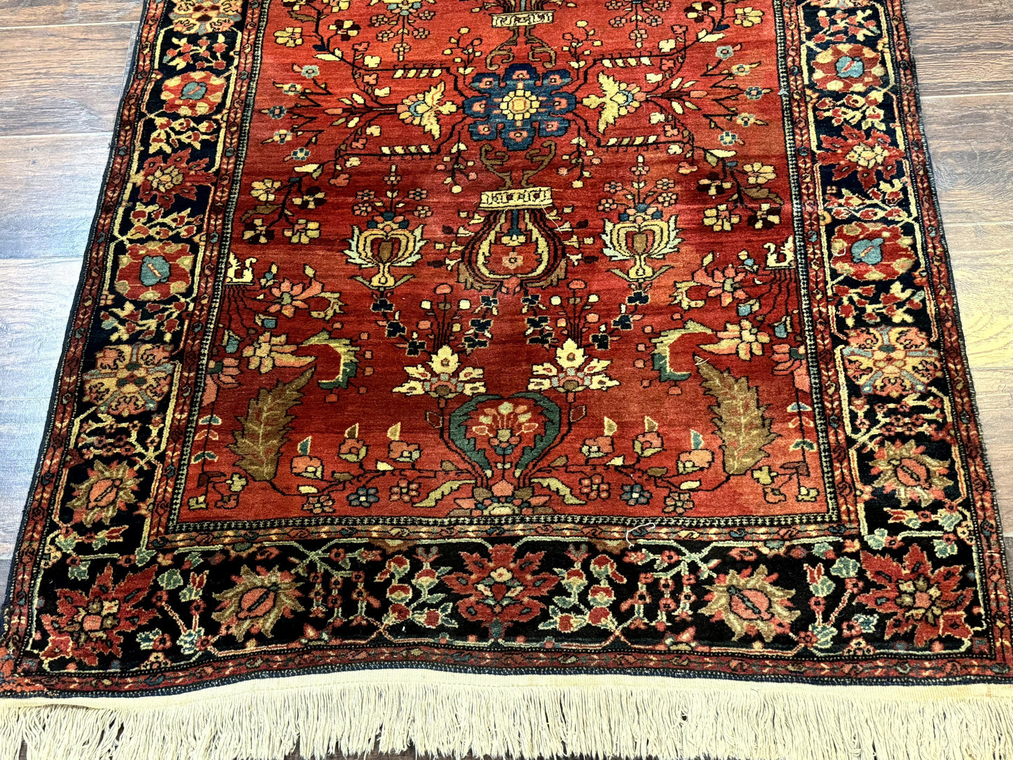 Persian Sarouk Rug Antique Farahan Style 3ft6in x 5ft Red Floral Traditional Wool 210 KPSI