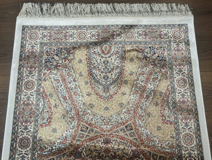 Turkish Silk Runner Rug 2.6 x 13, Dome Design, Hereke Runner, Bamboo Silk, New