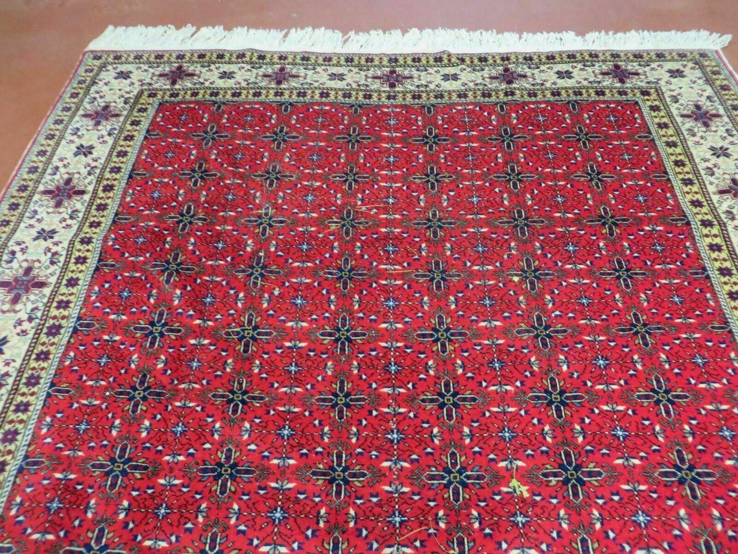Vintage Handmade Turkish Kayseri Wool Rug 6 By 10 Floral Allover Design