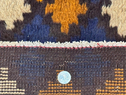 Balouch Afghan Rug 3x4 Hand Knotted Vintage Wool Tribal Multicolor Area Rug