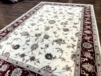 Ivory and Burgundy Pak Persian Rug 6x9