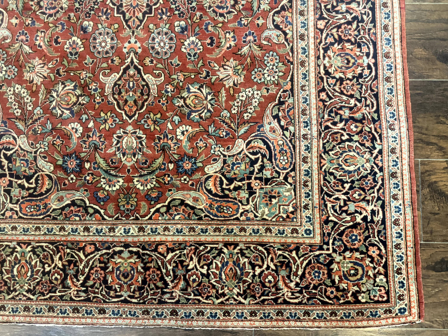 Persian Kashan Rug 4x7 Vintage Red Floral Medallion Handwoven Wool